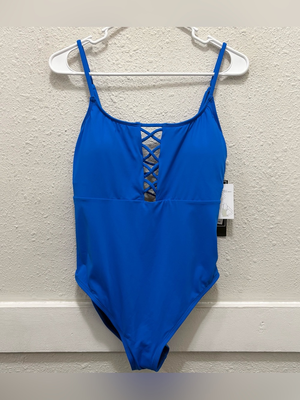 La Blanca Island Goddess Lace-Up One-Piece NWT Royal Blue